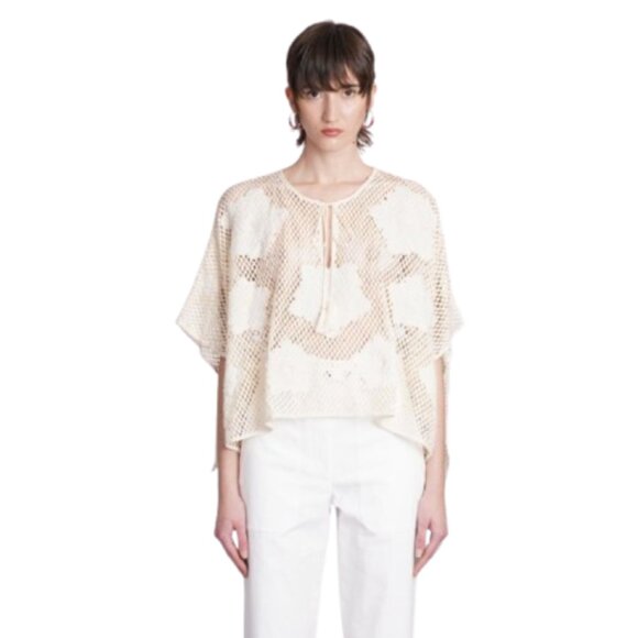 NWT Antik Batik Aloni Poncho Top Shirt Blouse Womens TU OS S M L Cream Applique
